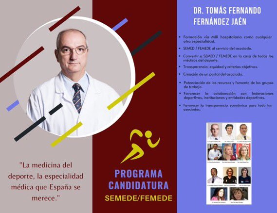 Dr_MtzRomero's tweet photo. El próximo sábado 27-11-21 tenemos Elecciones en SEMED/FEMEDE. Por la Medicina del Deporte que España se merece. Si quieres contactar con la candidatura del Dr. Fernández Jaén, hazlo en: candidaturadrfernandezjaen@gmail.com  Estamos a tu disposición. Animo y a votar. !!!!!…lo.! https://t.co/wg8HD40CDb