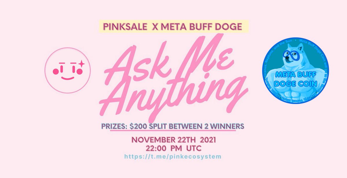 pinkecosystem's tweet photo. π₯ Upcoming META BUFF DOGE AMA!
β
Event: Meta Buff Doge Coin voice AMA
β
Where: https://t.co/huKyZIEQ9H
β
When: 22st November 22:00PM UTC
β
Prize: $200 split between 2 winners
π TG: https://t.co/sbvfOoXXJk
π Web: https://t.co/Z4nJ5BEpn9
#Presales #Metabuffdogecoin https://t.co/9BdpEmdcWl