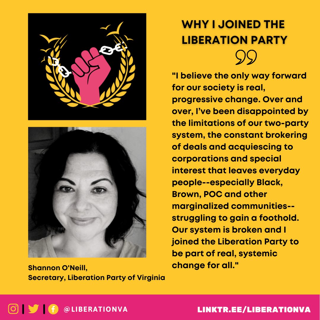 The Liberation Party is made up of everyday people who have made the decision to unite in the fight for justice, equity, and liberation. We’ll occasionally spotlight our members to give you an idea of who we are and what we represent. We hope you’ll join us.