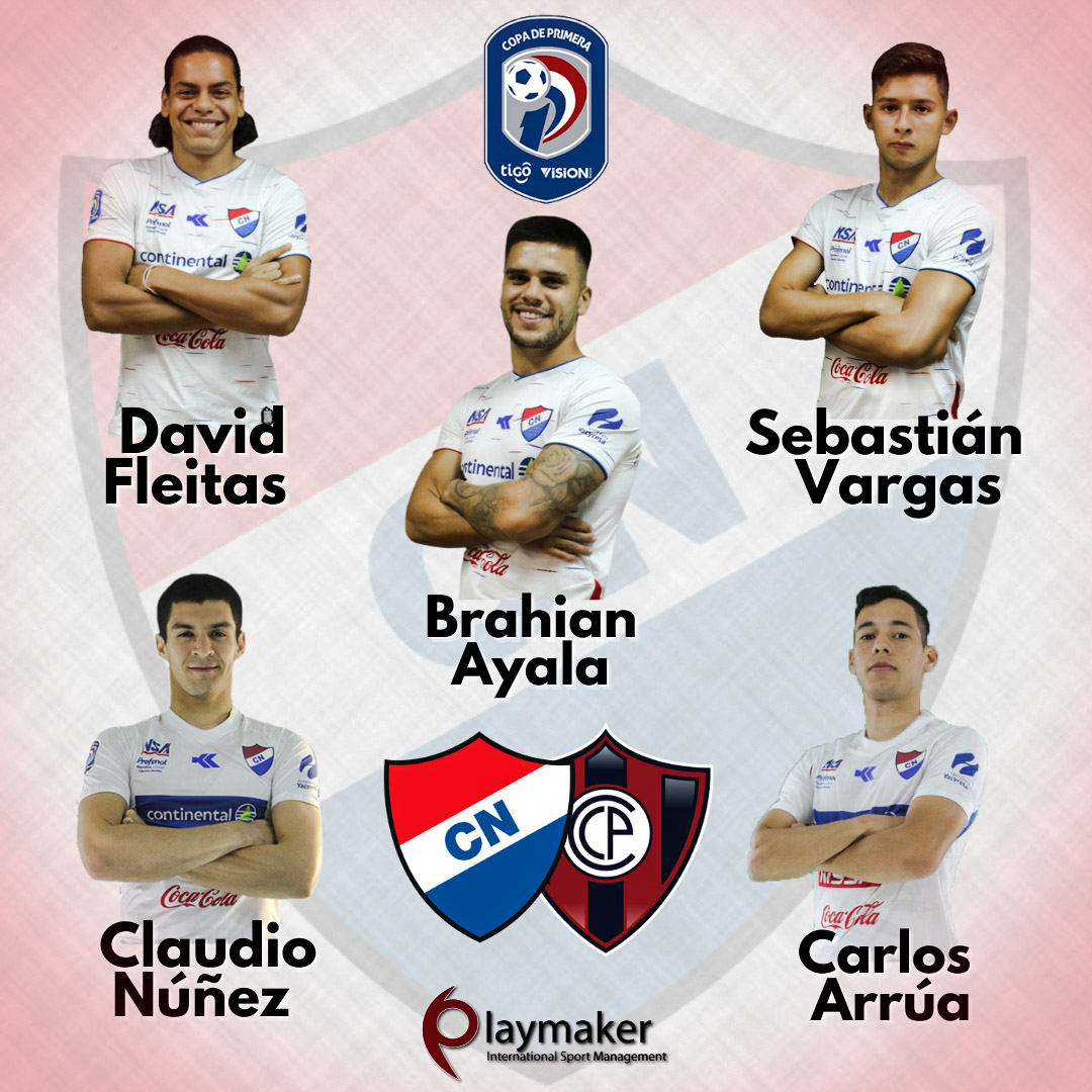 playmaker_py's tweet photo. Nuestros representados @Claudio_Nunhez y @carsebas10 son titulares, mientras que @Sebasvargass_, @ayalabrahian10 y @David_FleitasM están como alternativa en @clubnacionalpy en el juego frente a @CCP1912oficial por la decimosexta fecha del Torneo Clausura @CopaDePrimera https://t.co/M2dMlPT8Cq