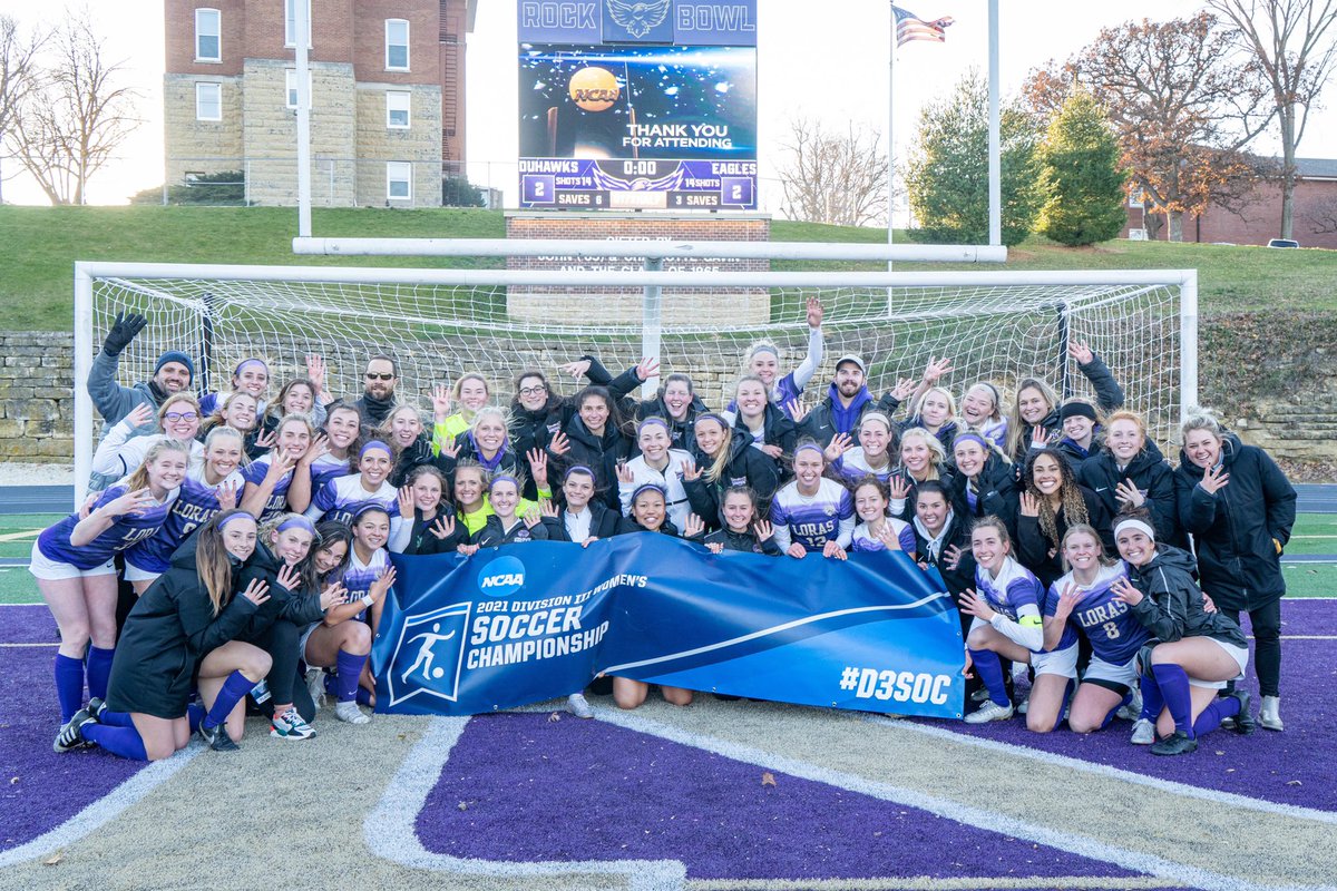 LorasAthletics's tweet photo. The historic season continues! The Duhawks are going to Greensboro! 🏆
No. 9 @LorasWSoccer (21-0-2) advances to the @NCAADIII Final Four for the first time in program history with a 4-3 shootout win against UW-La Crosse in the Elite 8 game! 
#GoDuhawks https://t.co/1eoYwfm8eo