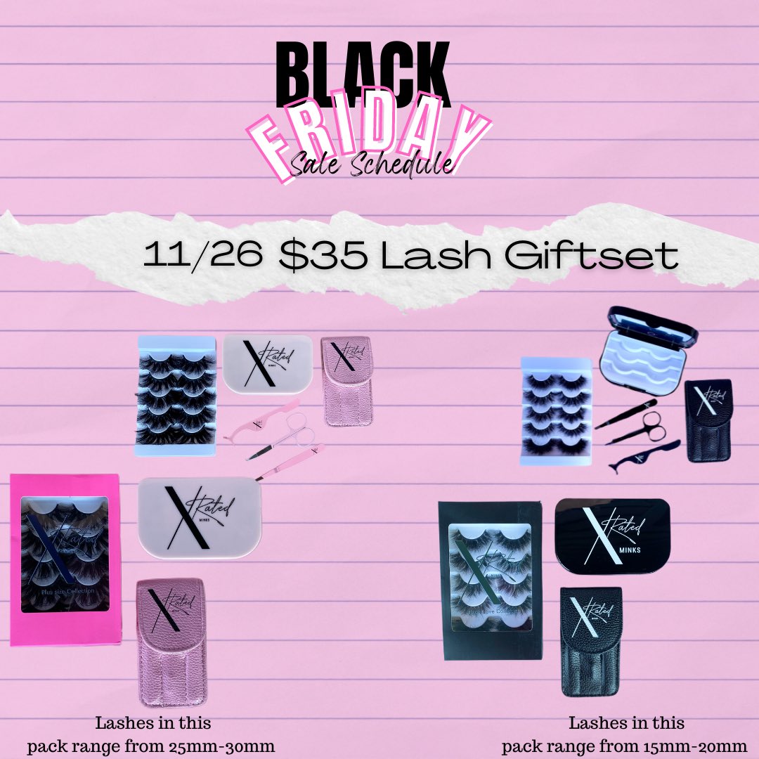 XRatedMinks's tweet photo. The hottest Black Friday Lash deals around!!! shop https://t.co/zdsw6CgaPk for yourself or for the baddie in your life 💕. #shopxratedminks #shopluxurylashes #lashpackagedeals #texasmua #atlmua #clevelandmua #lashaddict #lashesfordays https://t.co/NU61V4pcYG