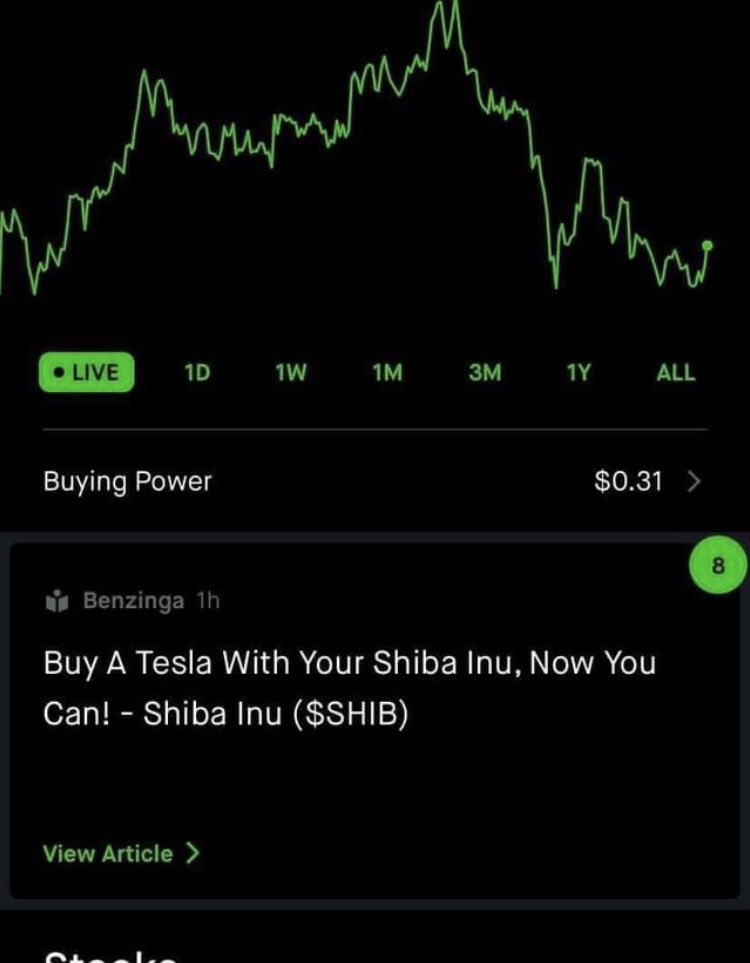 crypto_andream's tweet photo. Wait, what 👀 #shibarmy Robinhood has what on there site? #shib #shibainu article. At least we get something from them 😁 https://t.co/NU1WRka2cA