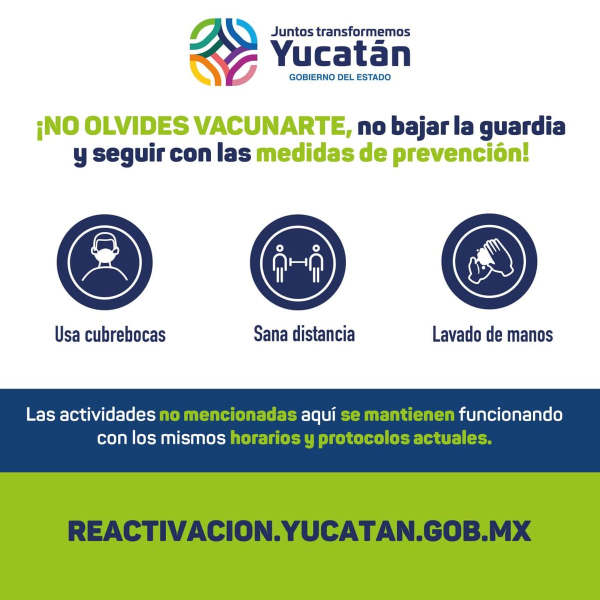 procivy's tweet photo. ¡AVISO IMPORTANTE!

#SemáforoVerde 🟢
Tras el importante avance que juntos hemos logrado en la vacunación contra el #Coronavirus, anunciamos nuevas disposiciones para continuar con la apertura gradual y segura de las actividades que se implementarán a partir del 22 de noviembre. https://t.co/ksHqRUmawY