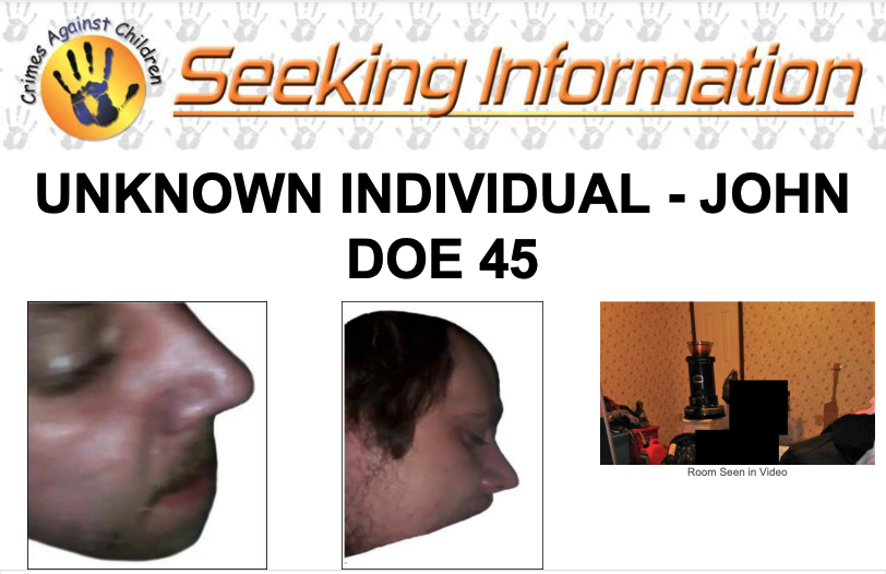 FBI's tweet image. #ICYMI: The #FBI needs you to help us identify John Doe 45, an unknown white man who may have information about the identity of a victim in a child sexual exploitation case. If you recognize him, submit a tip at tips.fbi.gov. @FBIMostWanted go.usa.gov/xe8TE