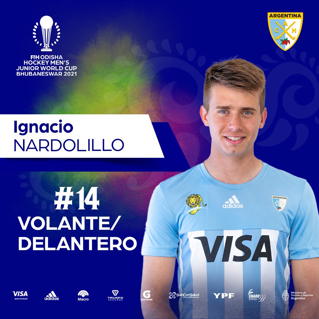 1️⃣4️⃣ IGNACIO NARDOLILLO
🤳🏻 IG: /nachonardolillo
🎂 18/2/2003
🏑 Volante/Delantero
🏟️ San Martín de Tucumán
👶🏻Edad inicio: 6 años
🤩 Ídolo del hockey: Agustín Mazzilli
💬 Apodo: Nacho / Tucu
🙇🏻‍♂️ Hobby: Jugar al fútbol

#JWC2021 #Hockey #Leoncitos