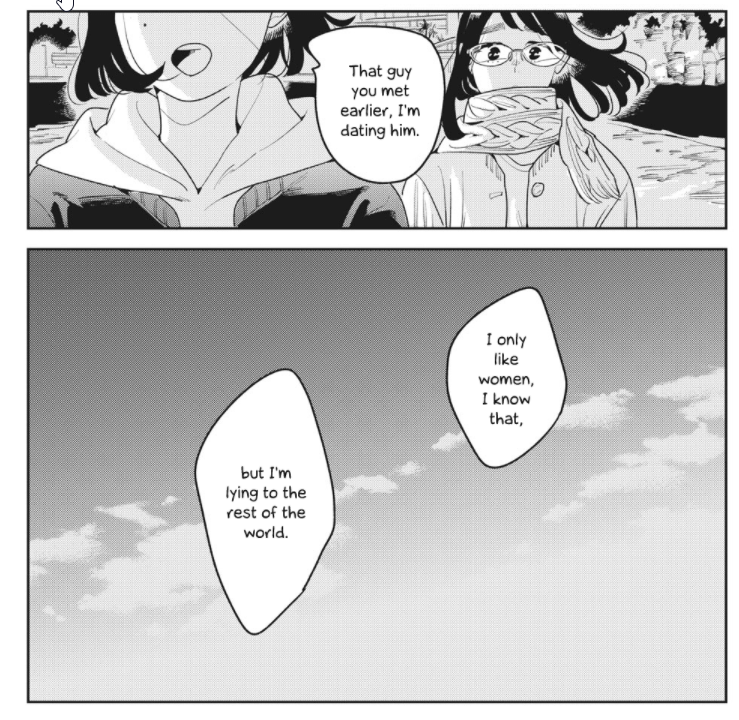 the story of like not wanting to be left alone and being scared and then hitting me sideways with the ''dating men despite knowing youre a lesbian'' thing like baseball bat after baseball bat to the head
