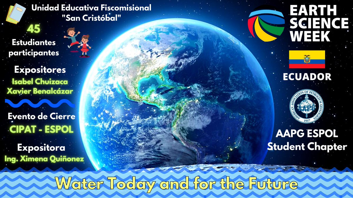 AAPGESPOL's tweet photo. ✨🌎Estimada Comunidad 🌍✨
Nos complace informarles que el Capítulo Estudiantil AAPG ESPOL celebró el #EarthScienceWeek2021 con:
✅Clase ilustrativa y experimentos sencillos (niños)
✅Conferencia acerca de proyectos de investigación y vinculación comunitaria (adultos) https://t.co/0aKy8qgyPl