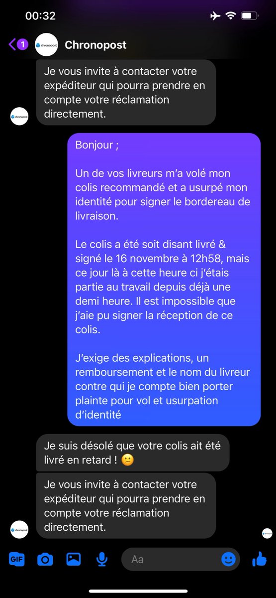 InsaVells's tweet photo. @Chronopost 

Un de vos livreurs m’a volé mon colis recommandé et a usurpé mon identité pour signer le bordereau de livraison. J’exige une réponse et surtout un REMBOURSEMENT

Voleurs ! https://t.co/WKJdlgtdaq