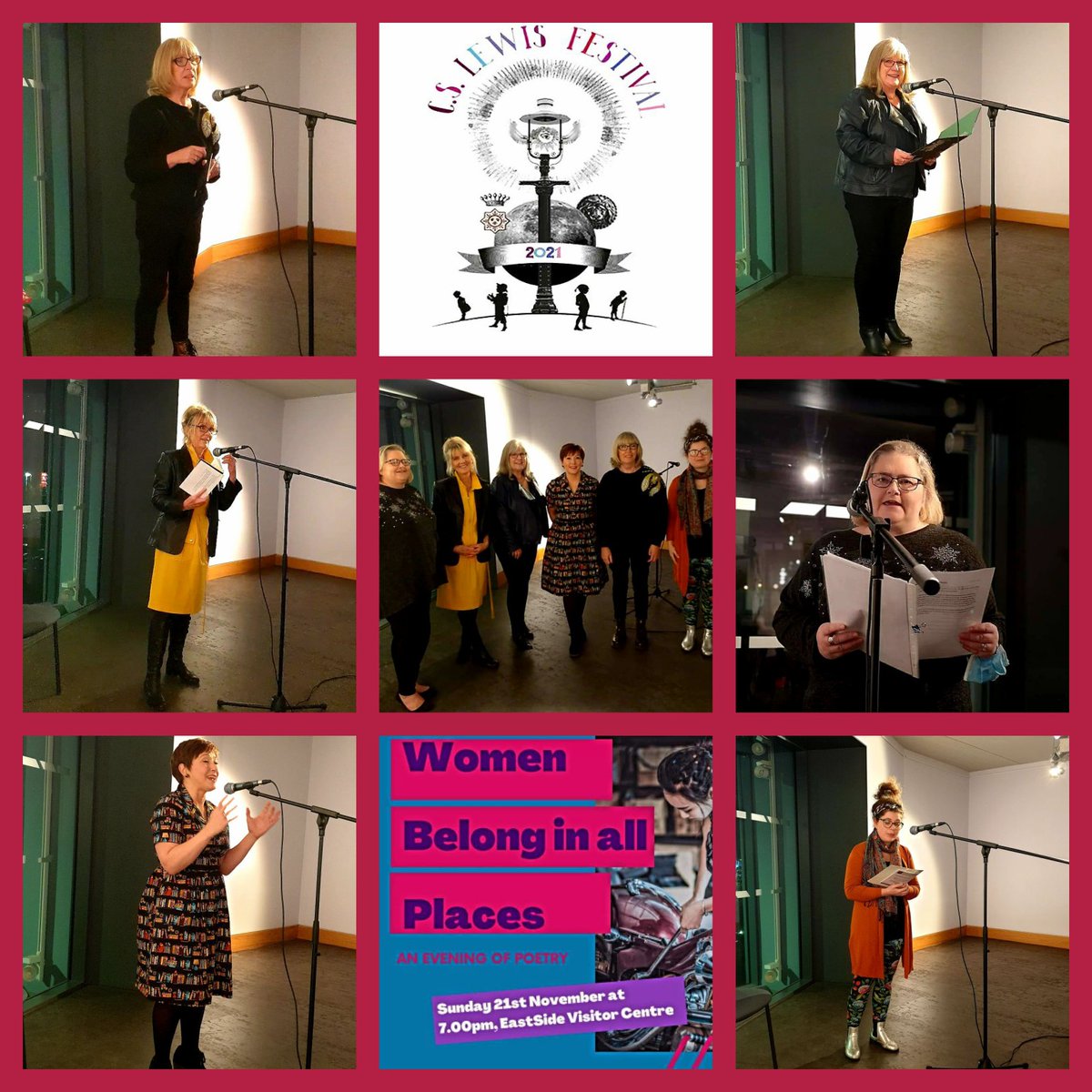 gaynorkane's tweet photo. I had a lovely night at @EastSideVC hearing a wonderful selection of #poems on #belonging from brilliant poets!
Huge thanks to @CSLewisFest for the opportunity to take part again this year and to the audience for listening to our words. 💕
#womenbelonginallplaces 💜
#CSLewisFest https://t.co/woP0x9Ipp3