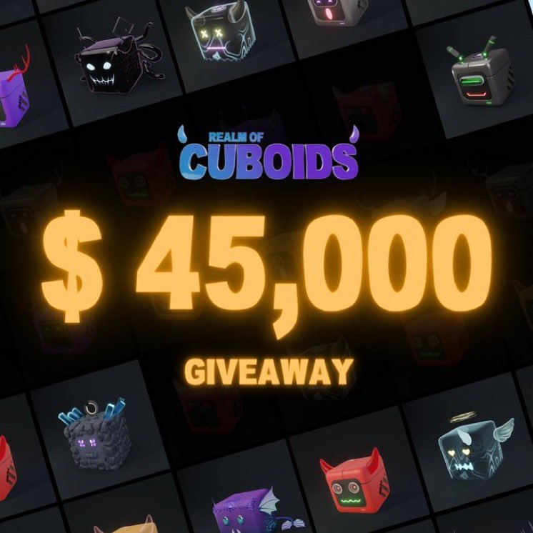 NFTGUYY's tweet photo. Cuboids, let’s take over Twitter!

Win $45,000 upon complete sellout!

To enter:

⚡️Follow us
⚡️Like this tweet
⚡️Tag 3 friends

Complete Entry here (https://t.co/cu8fKVArxy)

Discord - https://t.co/mZhZX4jJ5x https://t.co/8kpv9dA7Pu