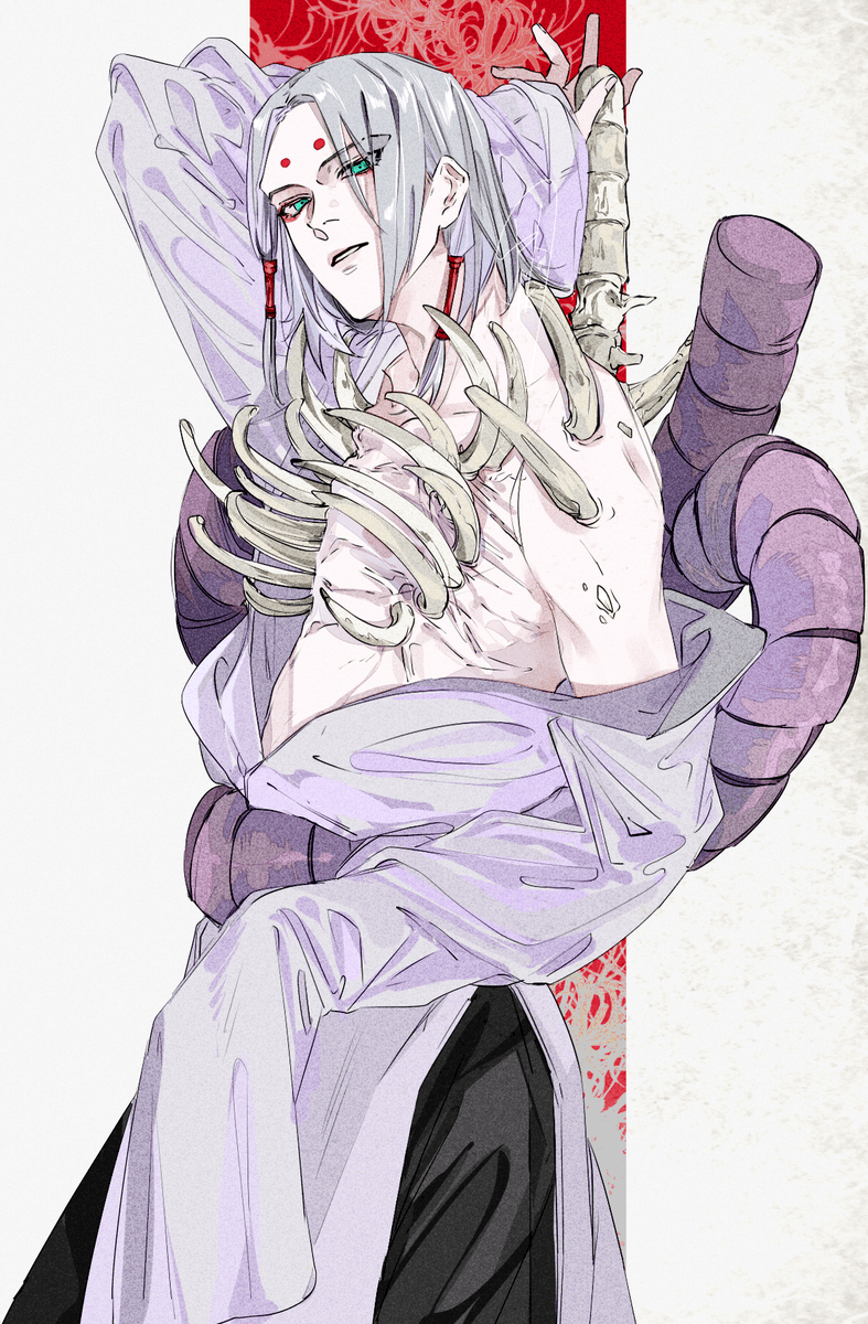 nidu4s's tweet photo. https://t.co/r1mCw2REdB #naruto #studio_pierrot #kaguya_kimimaro #hamaguri #single #long_hair #tall_image #looking_at_viewer #silver_hair #aqua_eyes #arm_up #off_shoulder #bone_bones #boy #hair_tubes https://t.co/2uIkCXq1zD