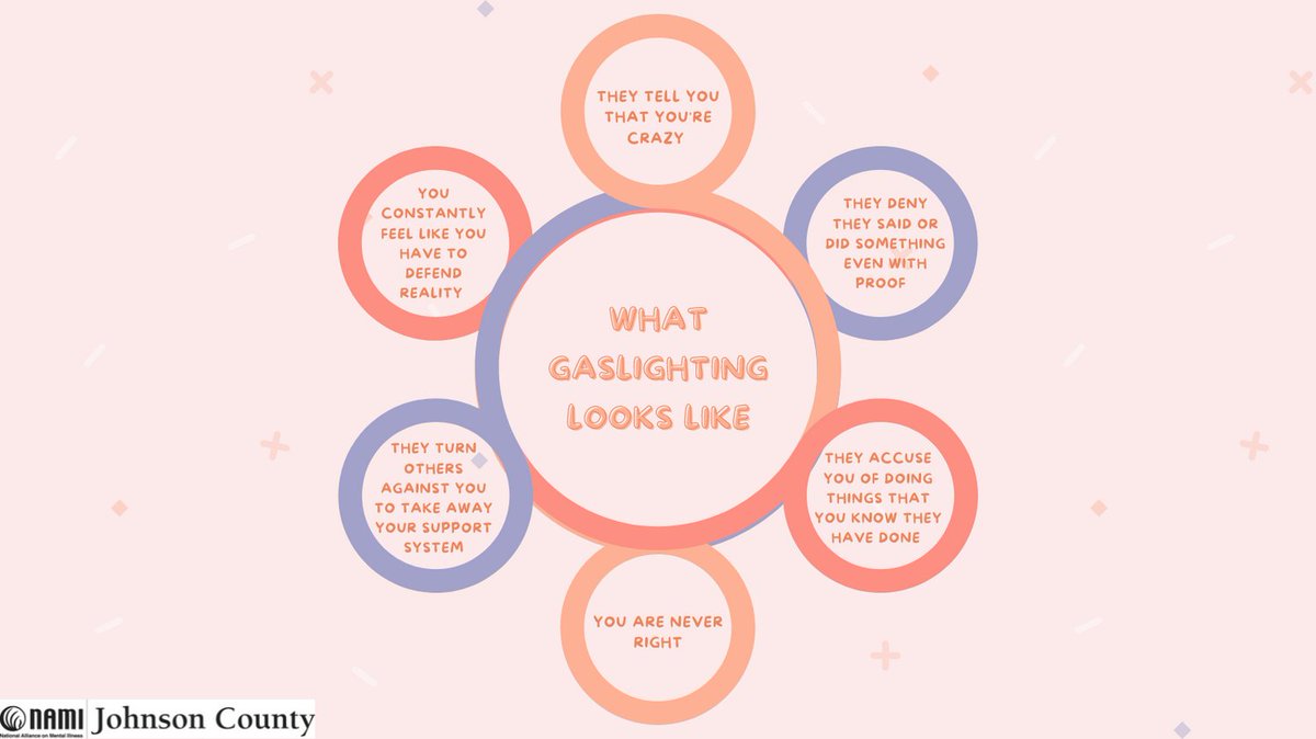NAMIJCIowa's tweet photo. Gaslighting: When someone intentionally twists your perception of reality for their own gain. 

https://t.co/rX5p1TWhDQ

#NotAlone #MentalHealthForAll #NAMIJC #NAMI #NAMIWalks #Awareness #StopTheStigma #Support #Love #Gaslighting #Reality #Domestic #Abuse #Manipulation #Help https://t.co/OzSdOPRva6
