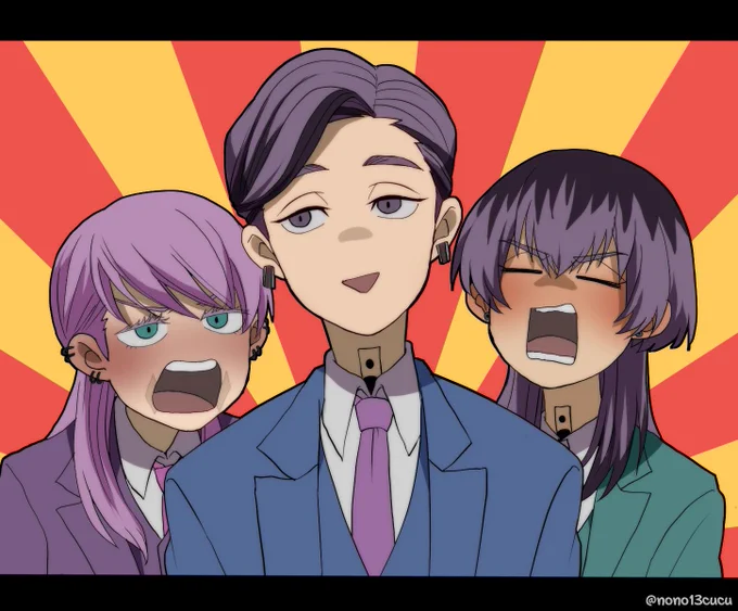 #  引 用R Tで絵をあげて5 人指名してバ トンでお気 に入りの絵を載せる
めちゃくちゃ大好きな、なとちゃんからバトンもらえて嬉しい!🥰🙏ありがとおお!最近の過ぎるけどやっぱり楽しそうな絵が好きなのと最後のは初期の方でめちゃくちゃ漫画と睨めっこしながら時間かけて描いたので好きです💕 https://t.co/tuGKPkSMs7 