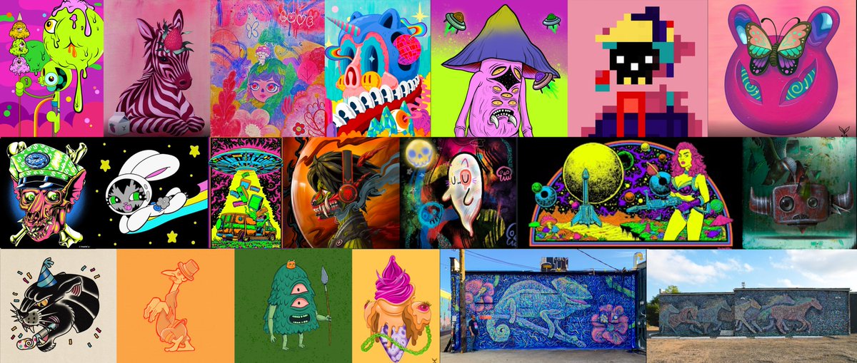 popilart's tweet image. On my way to collecting our Low brow art homies #NFTs all incredible artists! @DALEKSPACEMONKY @buffmonster @allisonbamcat @mumbot @lurkanddestroy_ @lurklovesyou @Anthonyhurd @_sampierson @persueone @brianromero @OGKMNDZ @erickarbeling @_death_roe   @jon_mctavish @MikeMcCarley6