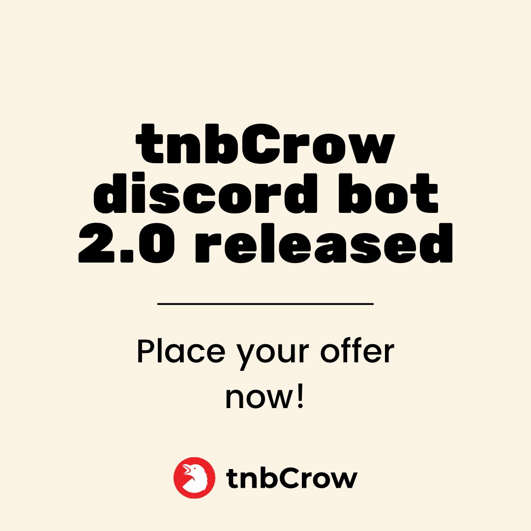 tnbCrow's tweet photo. No more direct messages, fake trade posts, and annoying negotiations. Join the tnbCrow discord server and trade securely.

#TNBC #tnbcrow #crypto #trade https://t.co/g2h6INfzrD