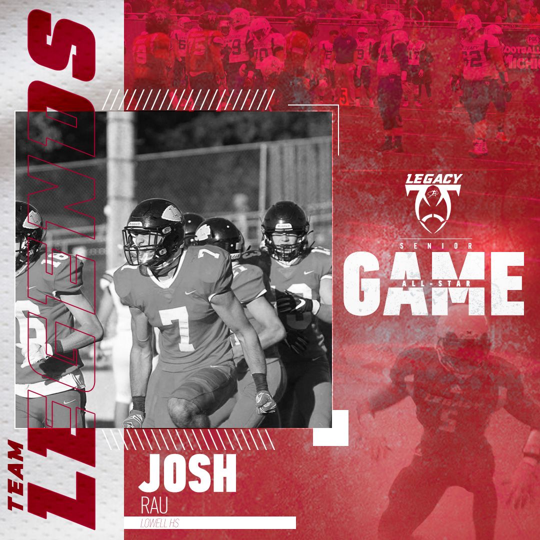 LegacyMI_FBall's tweet photo. Congratulations to our Team Legends Defensive Line on your selection to the 2021 Legacy Football Senior All-Star Game powered by @DICKSSports &amp; @meijer televised by @BallySportsDET on November 28.

Giulian Bodiu - Canton
Isaiah Clark - Wyoming
Josh Rau - Lowell

#LegacyFBall https://t.co/oTxlmGEZsF