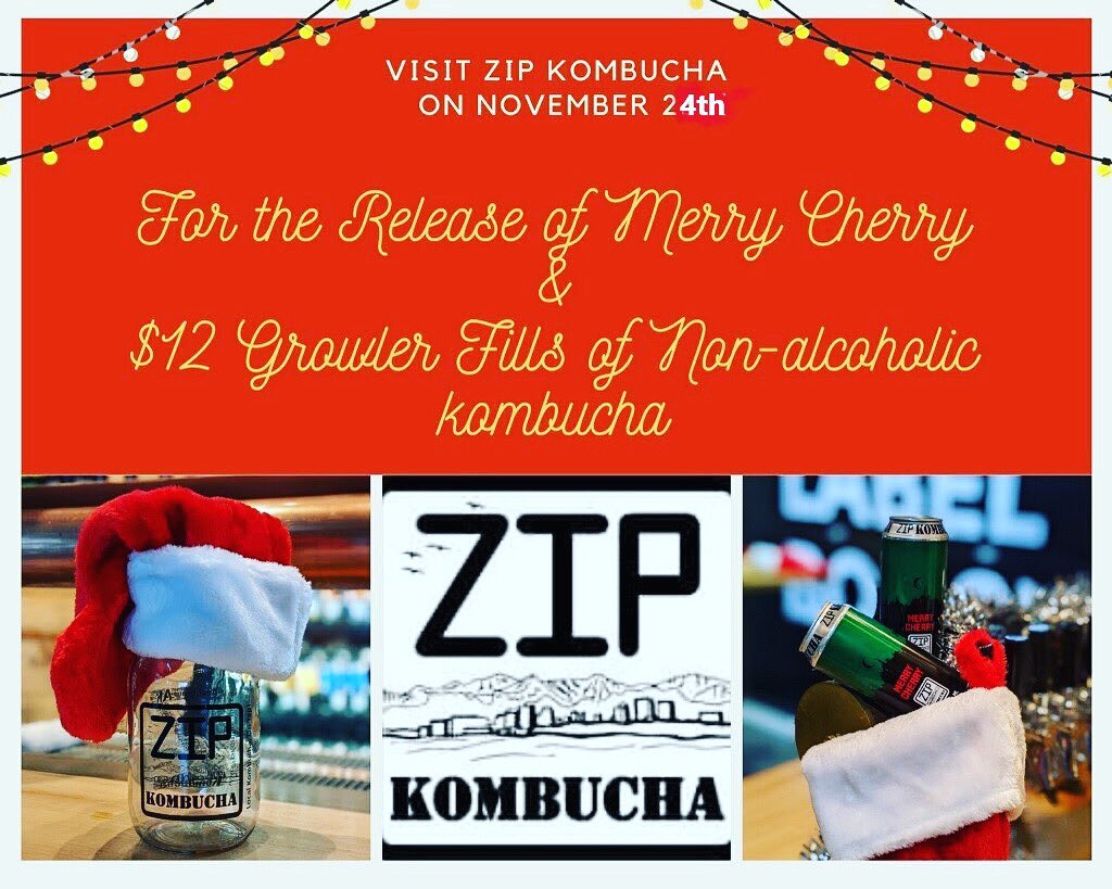 ZipKombucha's tweet photo. We are releasing our Merry Cherry in cans on Wed. We are also running a $12 growler fill special on our regular kombucha. It’s the perfect time to stock up for all your Turkey Day Festivities 

#zipkombucha #Thanksgiving #TurkeyDay #kombucha https://t.co/cUDgs5kIMS