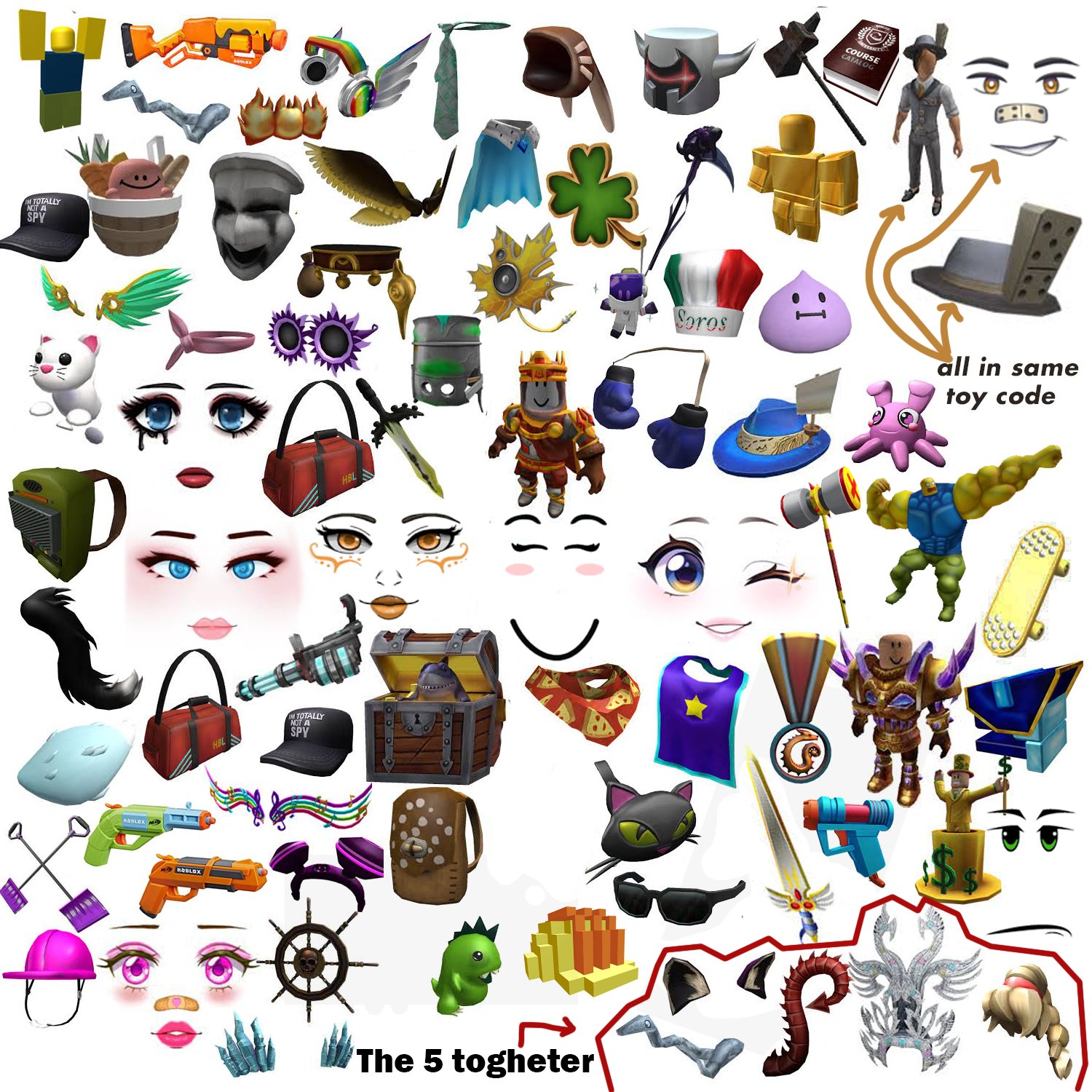 Possibly trading these toy face codes and Roblox toy codes for rh items and  gems or mm2 weapons or robux