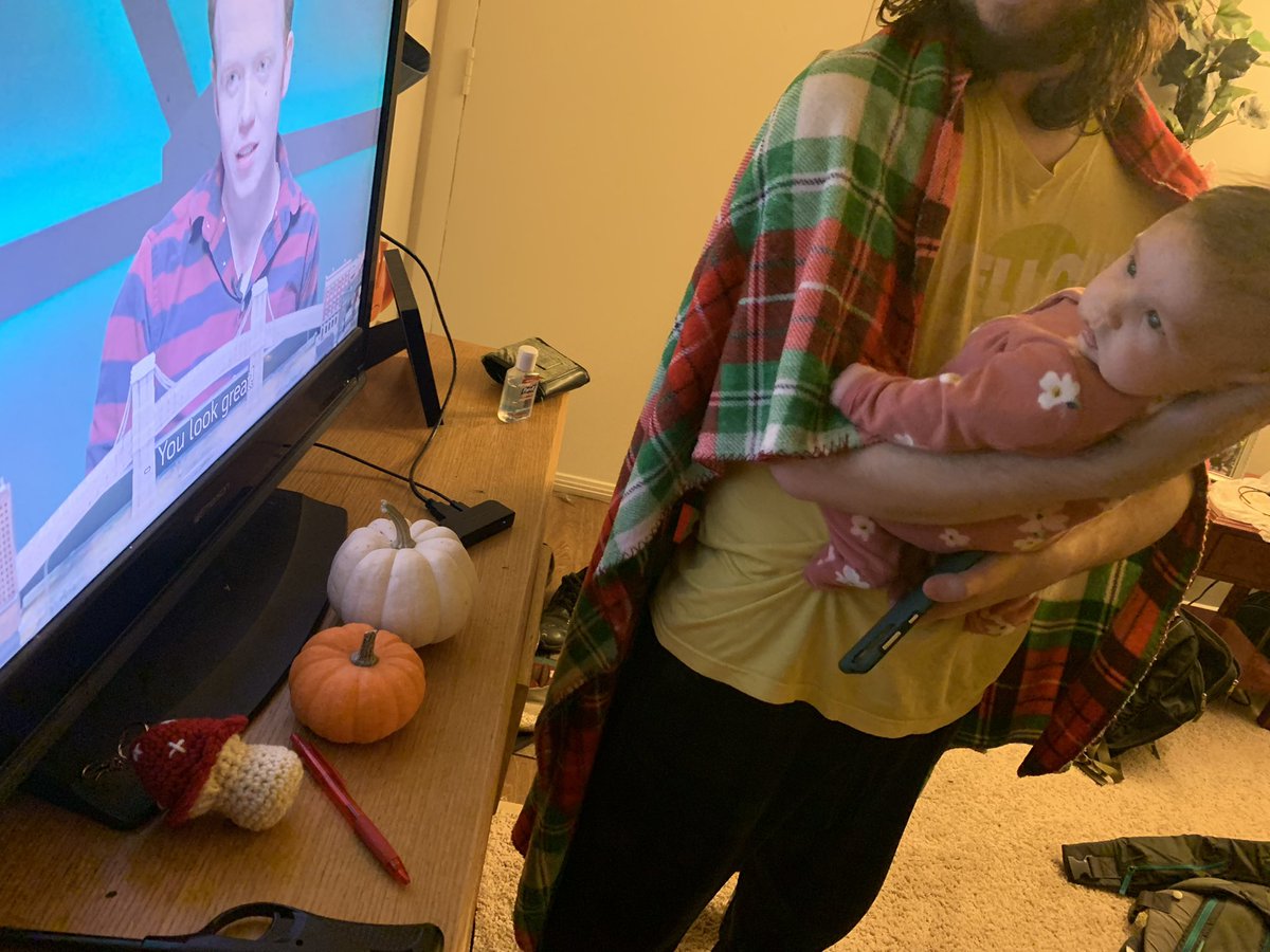 victoria_devita's tweet photo. Despite not being allowed to watch TV, she tries to sneak glances at @BrennanLM as we walk by 😂 

She’s very invested in this campaign! https://t.co/ONQlcF7a0J