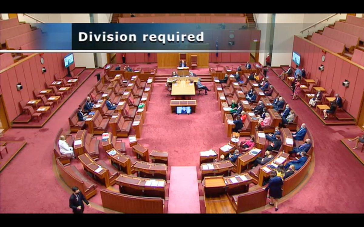 BREAKING: 5 members of Scott Morrison's Government  have broken ranks and crossed the Senate floor to vote with One Nation in support of Pauline Hanson's anti-vaccination mandate bill.
#auspol