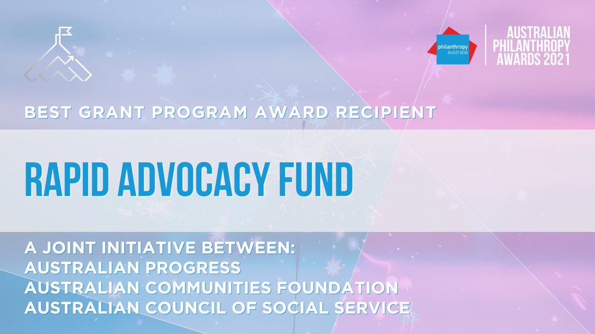 georgiam4thews's tweet photo. I was thrilled to accept the Best Grant Program award at the @PhilanthropyAus Awards last week, alongside partners @kirstygaye @ausprogress &amp; @cassandragoldie @ACOSS. Last year we worked together to get $150k to 25 grassroots advocacy projects in response to COVID. @ACFinspires https://t.co/qQEg8e50I0