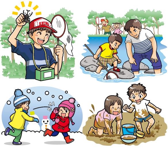 すくすく育て いばらきっ子 遊びは子どもの主食です スマホを置いて ふれあい遊びを 外遊び 外遊びは 五感や体力を育て 毎日が新しい発見や体験の連続です 日本小児科医会作成リーフレットより一部抜粋 日本小児科医会 子どもと