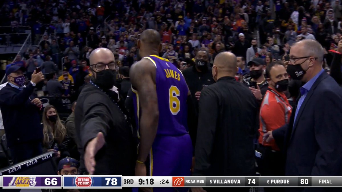 SBNation's tweet image. LeBron was ejected for a flagrant 2 after elbowing Isaiah Stewart

It's his second career ejection in 19 years