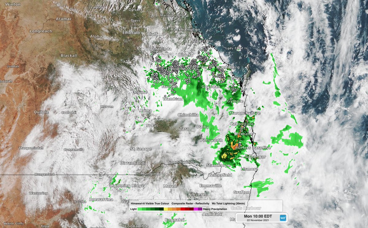 weatherzone's tweet photo. Severe #storms with intense, heavy rain are moving through #SoutheastQLD this morning, and will likely form in #CentralQLD this afternoon, especially near the coast. ⚠️ It's a dangerous weather day, so stay safe.
More at https://t.co/D4eLxxqydl
#Queensland #QLDweather https://t.co/6CZedMC3BG