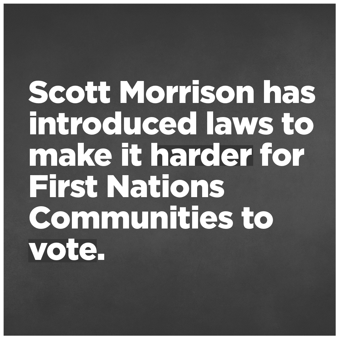 SenatorDodson's tweet photo. Morrison’s Voter ID bill would take Australia down a dangerous path. By creating yet another barrier for First Nations voters, the Govt is whittling away rights that were fought for over decades. There is no evidence this is needed. I urge my Senate colleagues to vote against it. https://t.co/atX7jxVlmH