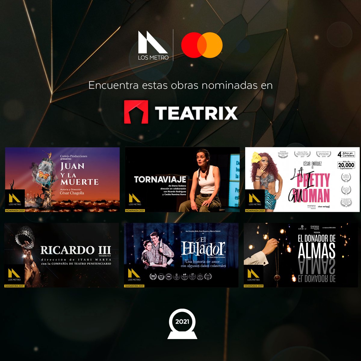 La mejor manera de prepararte para #LosMetro es viendo teatro. En @teatrixmx puedes encontrar muchas de las obras nominadas, para ello crearon la categoría Premios Metropolitanos de Teatro que puedes encontrar en la plataforma.