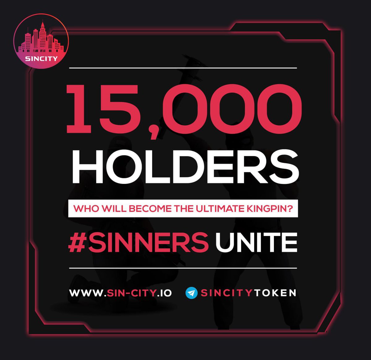 SinCityToken's tweet photo. #Sinners march on! 15,000 $SIN holders &amp; growing, fast! 💨 

🏆 Social media competition coming 🔜 to celebrate 🎉 https://t.co/817pYhzV4G