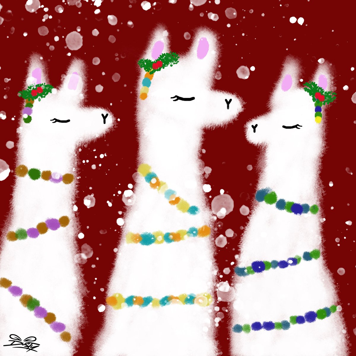 👉👈 I made a digital art thing 🎨

🎄 Fa La La La Llamas! 🦙🦙🦙🎄

Do you ♥ my llamas? Reply with your OC and I will try to turn you into a llama! 

#wacomart #vtuber #art #vrchat #dustyllama #MerryChristmas