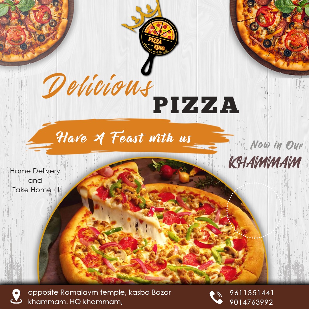 'Every pizza is a personal pizza if you try hard and believe in yourself.'
@pizzaking
Contact us : +9611351441
#Pizzaking  #Delicioues #Khammam #PizzaKhammam  #PizzaLovers #VegPizza #NonvegPizza #Cornpizza #AlltypePizza #Telengana #pizzalove #pizz #pizzaking #hyderabad #khammam