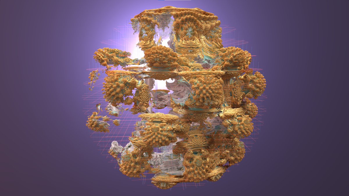 otaviogood's tweet photo. 2 more renders I did tonight. I wanted to see if I could make a glowing 3d grid give depth cues like fog does. Well that didn't work. But I made some cool looking stuff I think... https://t.co/c36GzuAjin