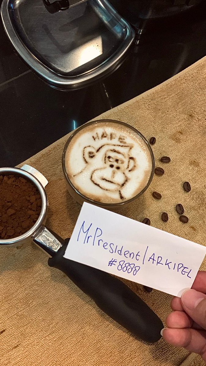 mrpresidentsmq's tweet photo. I just make this latte art to celebrate 1 month I joined Hapebeast community.
I just push my limit to the max to make this art lol...
but all of u can see the result, its look like GORILA LOL !!!!
@DigimentalLDN @HAPEBEASTGANG
#digimentalLDN #HAPEBEAST #HAPEBEASTGANG https://t.co/mCg7ht48r9