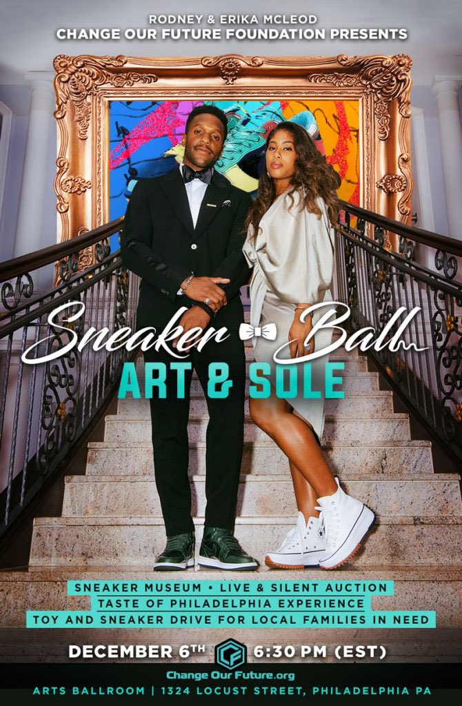 HighsmithGroup's tweet photo. @PhillyToDo (Save the Date)- Hosted by Founders Super Bowl LII Champion/Philadelphia Eagles player Rodney McLeod Jr. and Erika McLeod, join Change Our Future at the upcoming Art &amp; Sole: Sneaker Ball Toy Drive on Monday, 12/6/21 at the Arts Ballroom. #COFSneakerball2021 https://t.co/yu4iy9fvue