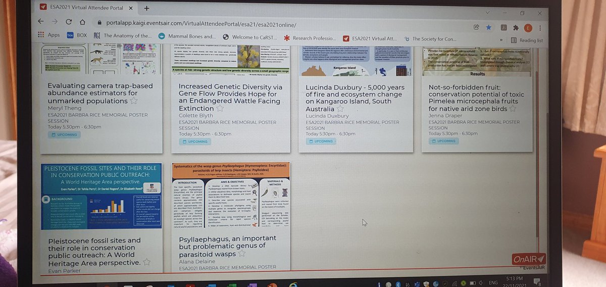 Evan Parker (@palaeoevan) on Twitter photo At least 13 presenters from @UniAdelSciences at this year's #ESAus21 conference. These are 6 of the posters for the Barbara rice memorial session tonight <a href="/uberhyped/">Meryl Theng</a> @entoandbento <a href="/brock_hedges/">Brock Hedges</a> <a href="/AdamToomes/">Adam Toomes</a> <a href="/e_canteri/">Elisabetta Canteri</a> @ecomodeling <a href="/KatherineGWHill/">Katie Hill π¦π</a>, it was a great 1st day At least 13 presenters from @UniAdelSciences at this year's #ESAus21 conference. These are 6 of the posters for the Barbara rice memorial session tonight <a href="/uberhyped/">Meryl Theng</a> @entoandbento <a href="/brock_hedges/">Brock Hedges</a> <a href="/AdamToomes/">Adam Toomes</a> <a href="/e_canteri/">Elisabetta Canteri</a> @ecomodeling <a href="/KatherineGWHill/">Katie Hill π¦π</a>, it was a great 1st day