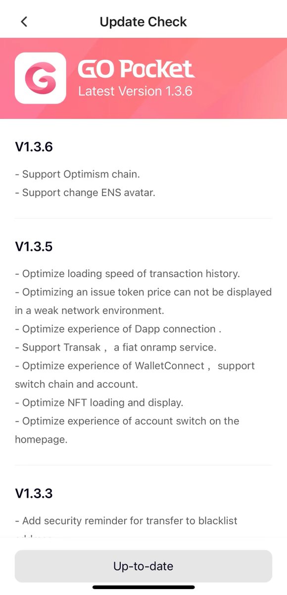 GoPlusSecurity's tweet photo. Hello Everyone🤩

have you already got your #GoPocket updated?
👉Settings 
👉Update Check 
👉Find latest updates

try the new features out‼️ https://t.co/DYmVktaMaK