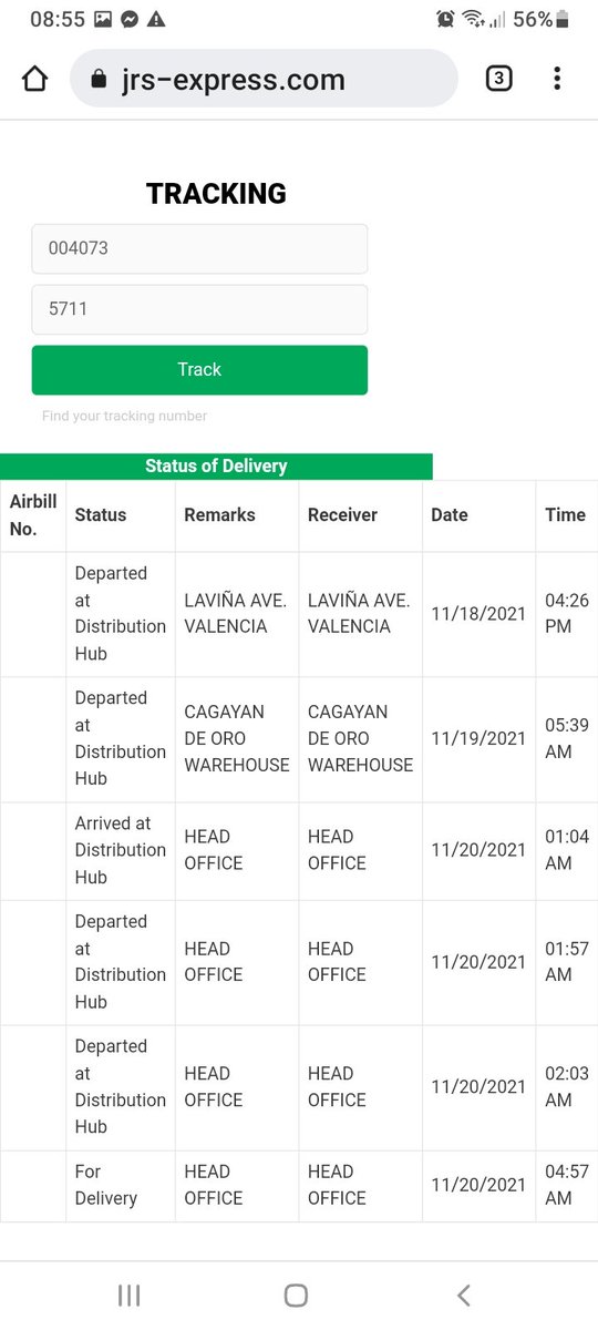 lindonmdv's tweet photo. @JRSExpressPH Your tracking system shows out for delivery 20 November. It is now 22 November and I have not received the cargo. I have not received any update or call or sms or anything except the same answer. https://t.co/rFeyDkmtsm