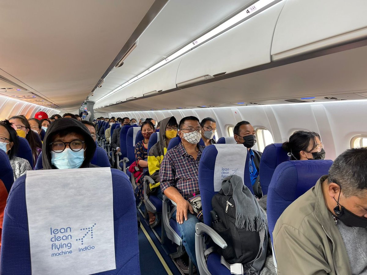 SangmaConrad's tweet photo. I am happy to take my first flight from Shillong to Imphal. The new route was started recently and is proving to be quite a convenience to travellers. Flight is operating in almost full capacity today. 
Special thanks to @JM_Scindia Ji &amp; @MoCA_GoI 🙏🏼

@IndiGo6E https://t.co/4j7rrNY9py