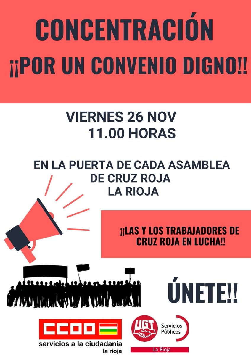 CcooCruz's tweet photo. 📢 las trabajadoras y trabajadores de Cruz Roja en La Rioja en lucha por un convenio justo.

 Esenciales durante toda la pandemia, en una situación precaria, sin estabilidad salarial ni laboral.

Únete!! https://t.co/WWuSHkhZPv