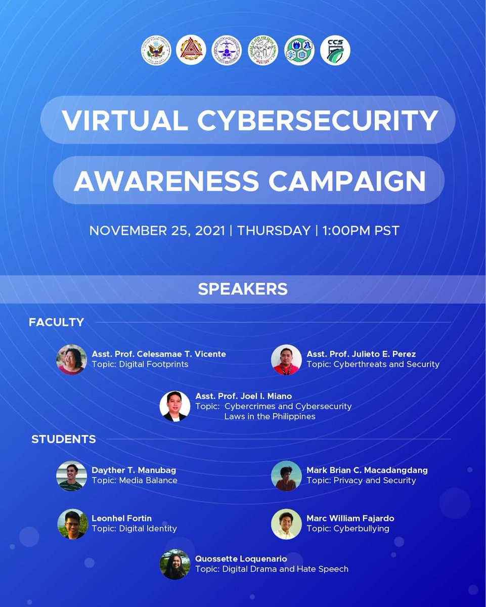 ccs_wolves's tweet photo. We are inviting everyone to join the Virtual Cybersecurity Awareness Campaign this Thursday, November 25, 2021, 1 PM PST. ✨

See you!💯
#cybersecurityawareness 

Definitions by https://t.co/wiluRX5Oah https://t.co/fAxzcn5GpR