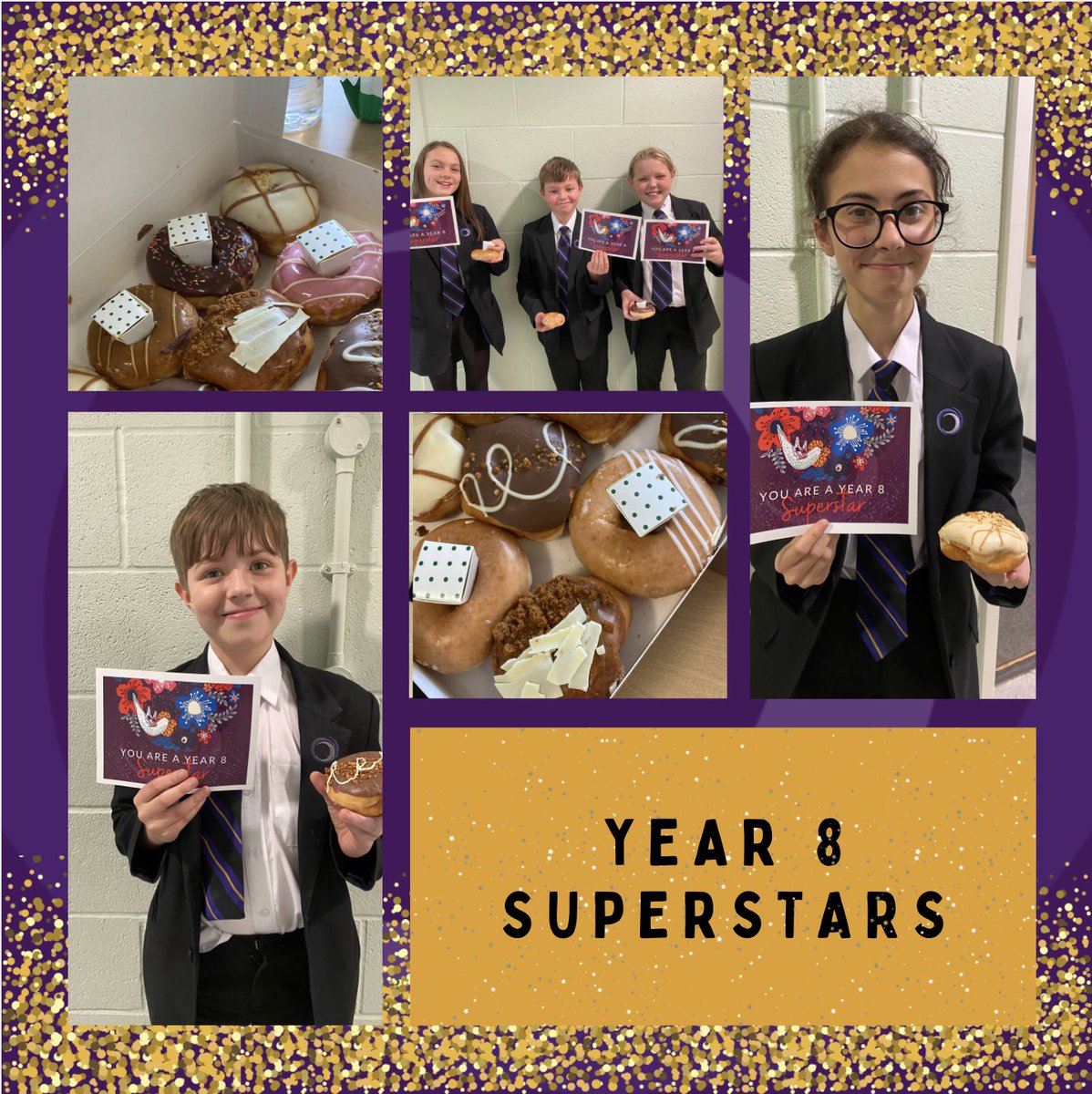 OutwoodAdwick's tweet photo. Please put your hands together for our year 8 superstars last week. Superstar qualities include: having a GREAT attitude to learning, being determined to IMPROVE, producing BEAUTIFUL work and being a POSITIVE influence #proudtobepurple #weareadwick #beasuperstar https://t.co/y38hZCdY2t