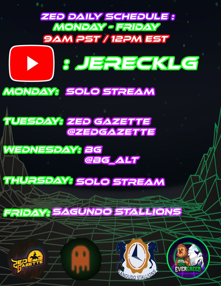 0xEvergreen's tweet photo. @ZedDailyPodcast back this week with an awesome group of guests ready to talk all things @zed_run ! @ZedGazette @bg_alt @SangudoStables #zedrun https://t.co/JNzUFZ4ZLc https://t.co/pcLPntG72d