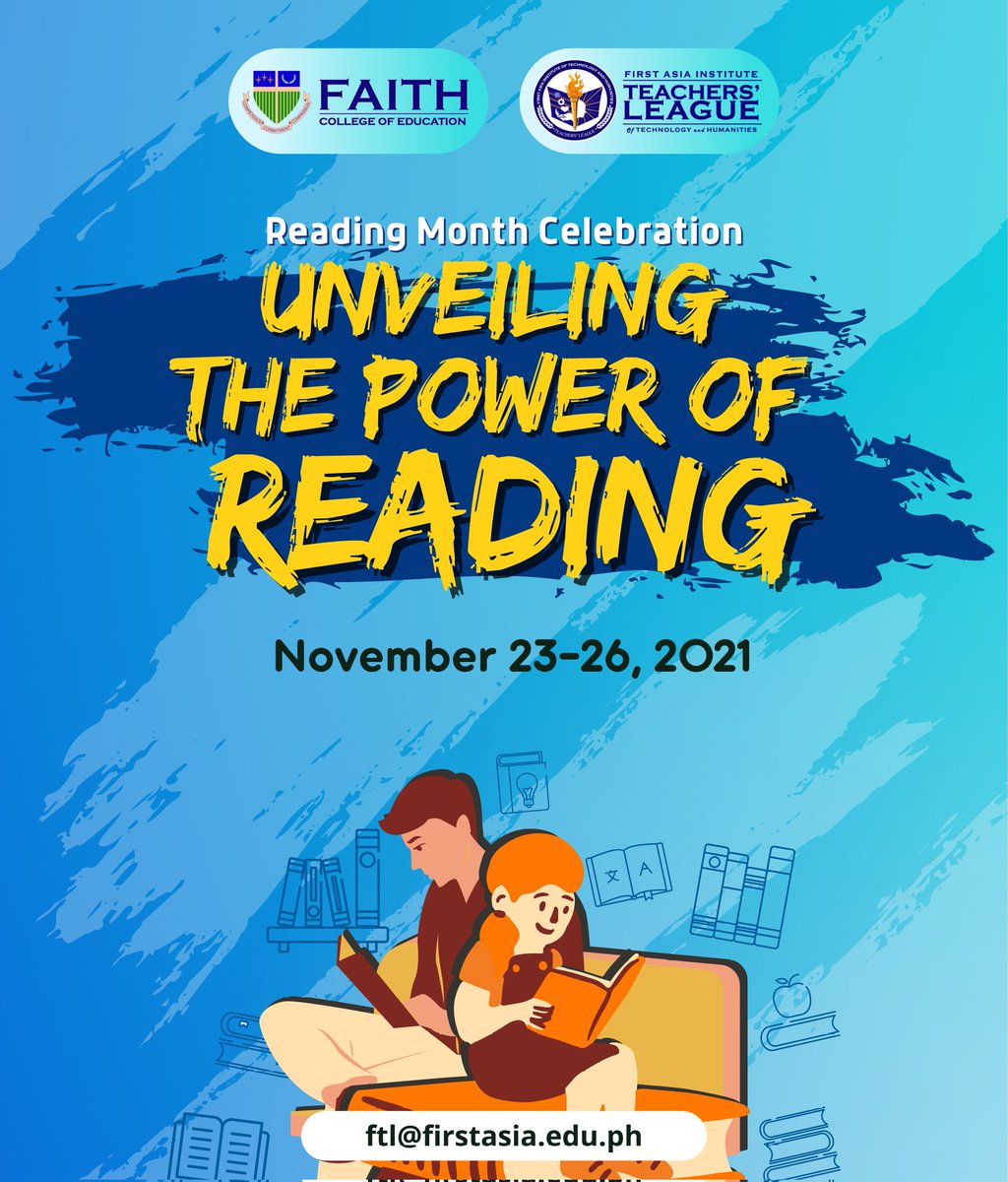 faithtlofficial's tweet photo. NOVEMBER IS NATIONAL READING MONTH! 🥳

The FAITH Teachers' League recognizes the vital role of reading as a literacy skill. In line with this, come &amp; join us as we celebrate Reading Month with the theme of "Unveiling the Power of Reading."

#NationalReadingMonth2021
#FAITHCoEd https://t.co/o68A1lmCjO