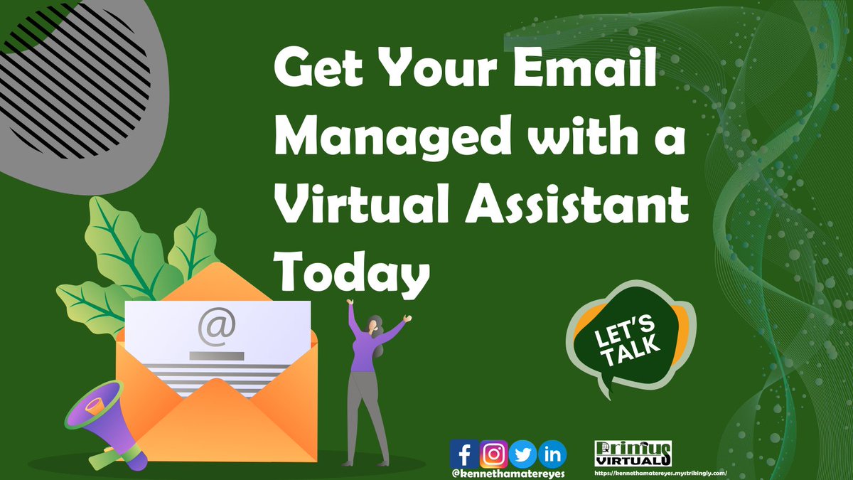 windgemini's tweet photo. Email is used for almost everything. To schedule Zoom meetings, we use emails. We communicate with friends via email. We send ourselves reminders through email.
Hire an email specialist NOW!
E-mail us at kennethamatereyes@gmail.com
#primusvirtuals
#efficientvirtualassistant https://t.co/lA0WrWkeal