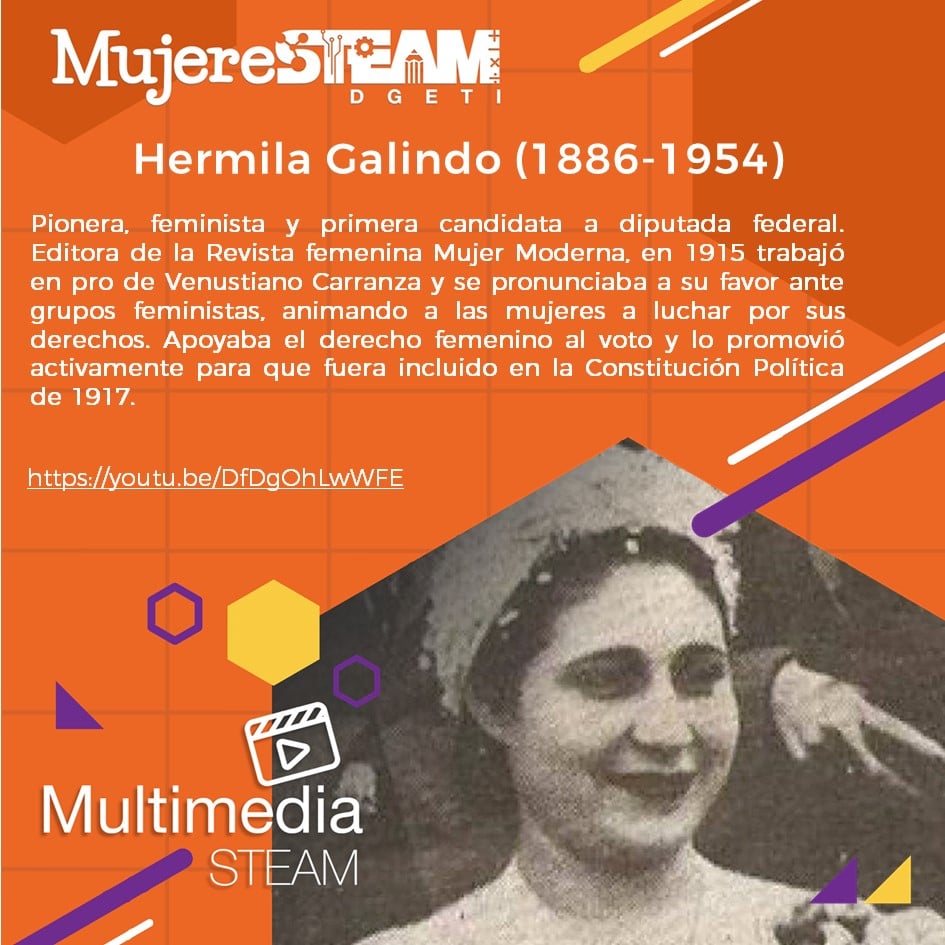 MujerSTeamDGETI's tweet photo. El 20 de noviembre en #Sábado de #MultimediaSTEAM les recomendamos el video documental en conmemoración a las mujeres revolucionarias presentando a Hermila Galindo, luchadora social, gran oradora, revolucionaria, maestra y periodista.
👌
https://t.co/9wLZ31XhOI https://t.co/7nMuRKtKQT