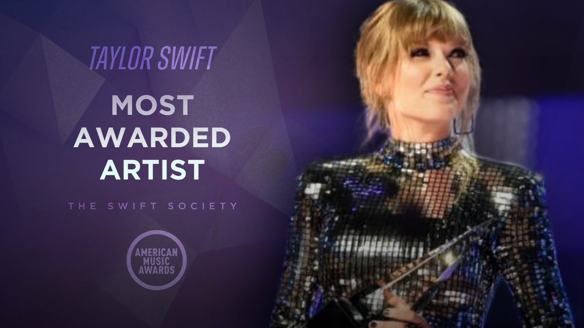 TheSwiftSociety's tweet photo. 👑| @TaylorSwift13 extends her record as The Most Awarded Artist in #AMAs HISTORY! (34) https://t.co/AR4vc7DFHH
