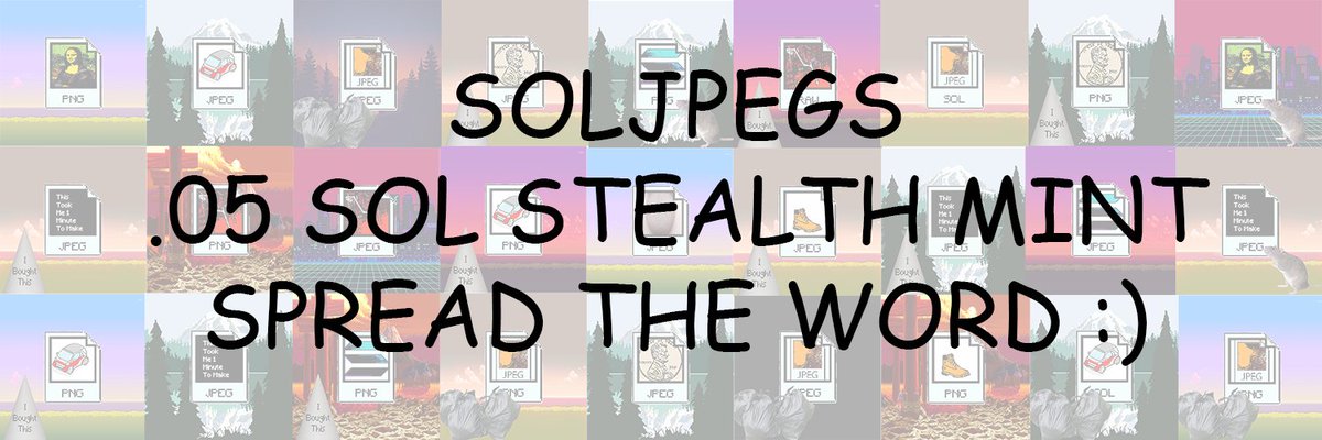 JustaSolJpeg's tweet photo. https://t.co/xQNMyZTqsD MINT YOUR SOLJPEG .05 SOL YOURE NOT GONNA WANT TO MISS IT

#Solana #SolanaNFT #NFTs https://t.co/DB96WF4znL